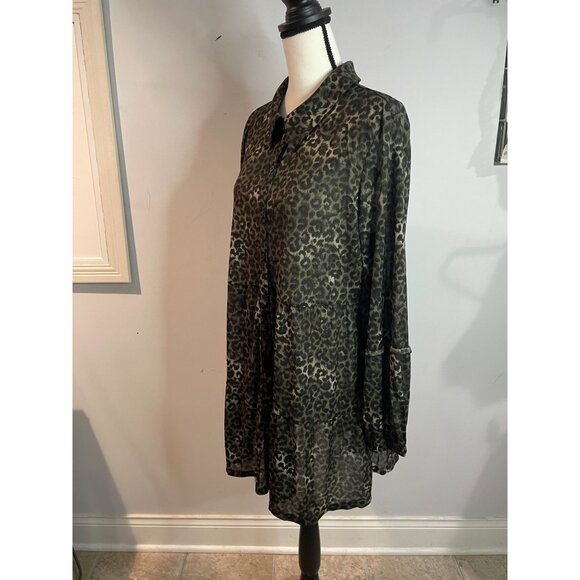 Style & Co Women's Leopard Print Tunic Button-Down Long Sleeve Shirt L - Picture 15 of 16
